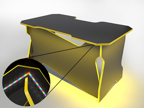 Игровой компьютерный стол RVG с подсветкой Черный/Желтый 160