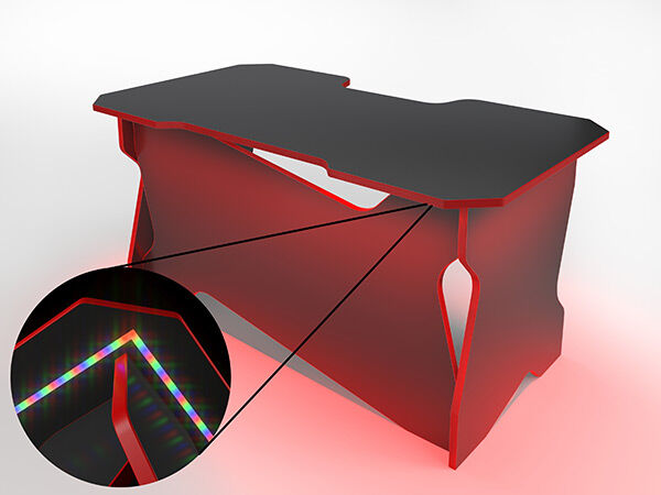 Игровой компьютерный стол RVG с подсветкой Черный/Красный 100