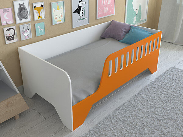 Детская кровать одноярусная Астра 13 Белый/Оранжевый