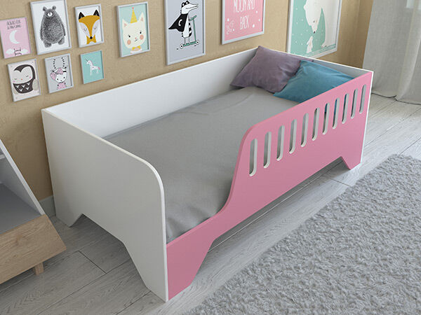 Детская кровать одноярусная Астра 13 Белый/Розовый