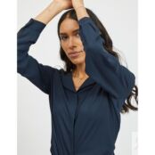 Блузка С V-образным вырезом и длинными рукавами S синий