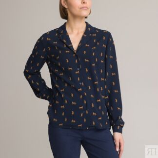 Рубашка С леопардовым принтом и длинными рукавами 44 (FR) - 50 (RUS) синий
