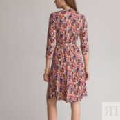 Платье-миди Расклешенное с принтом и рукавами 34 50 фиолетовый