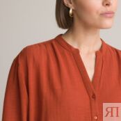 Блузка С круглым вырезом и длинными рукавами 50 (FR) - 56 (RUS) каштановый