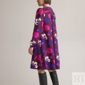 Платье Прямое средней длины с цветочным принтом 52 фиолетовый