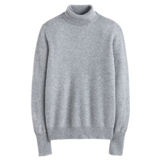 Пуловер С высоким воротником из тонкого трикотажа из кашемира L серый