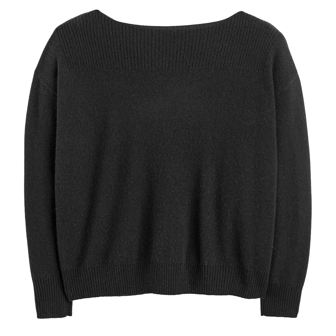 Пуловер С вырезом-лодочкой из тонкого трикотажа из кашемира XL черный
