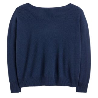 Пуловер С вырезом-лодочкой из тонкого трикотажа из кашемира M синий