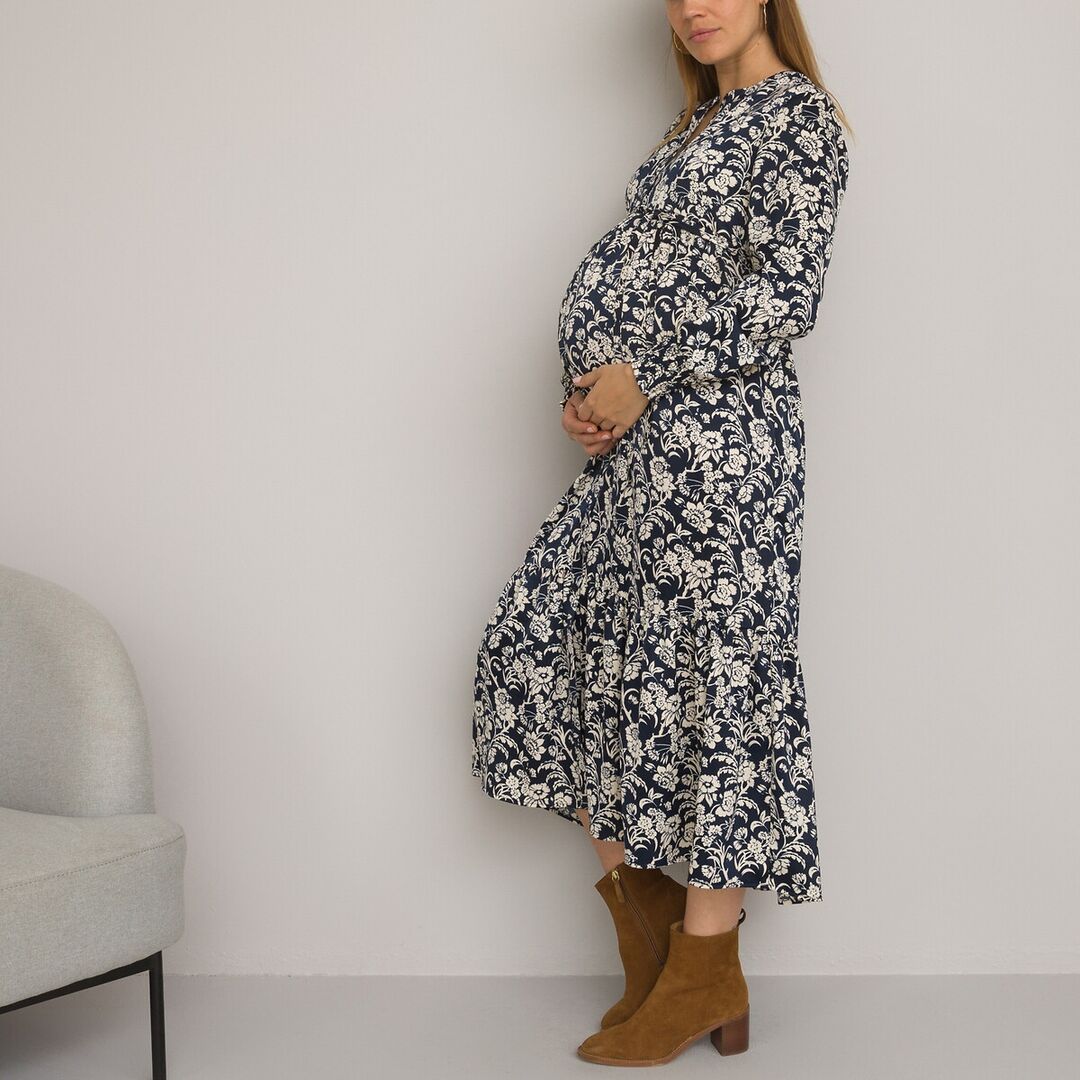 Платье-макси Для периода беременности на пуговицах 46 синий