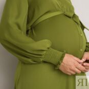 Платье-рубашка Для периода беременности с длинными рукавами 42 зеленый
