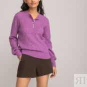 Пуловер С тунисским вырезом из трикотажа пуантель M фиолетовый