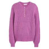 Пуловер С тунисским вырезом из трикотажа пуантель M фиолетовый
