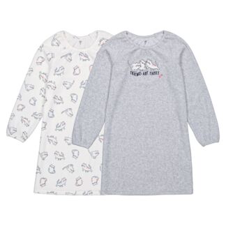 Комплект из двух ночных рубашек Из велюра с принтом кошки 3 года - 94 см бе