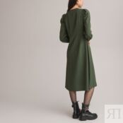 Платье С V-образным вырезом с длинными рукавами жаккардовая ткань 44 зелены