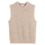 Пуловер Без рукавов с круглым вырезом из смешанной альпаки S бежевый