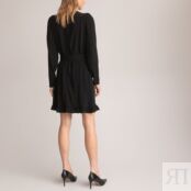Платье Расклешенное короткое с длинными рукавами 40 черный