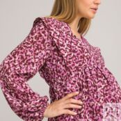 Платье Для периода беременности с V-образным вырезом длинными рукавами прин
