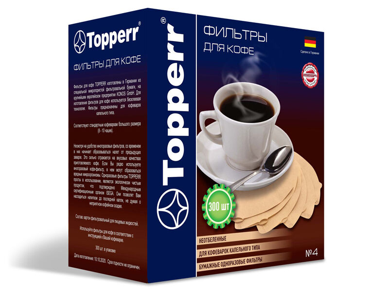 Фильтр-пакеты Topperr №4 300шт 3047 Topperr 3047