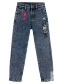 Брюки текстильные джинсовые утепленные флисом для девочек PlayToday Tween