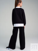 Брюки текстильные джинсовые для девочек School by PlayToday