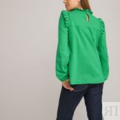 Блузка Для периода беременности с воланами длинные рукава S зеленый