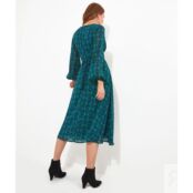Платье-миди С вырезом с запахом и геометрическим принтом 44 зеленый