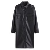 Платье-рубашка С длинными рукавами из искусственной кожи 48 черный