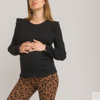 Блузка Для периода беременности и грудного вскармливания с воланами S черны