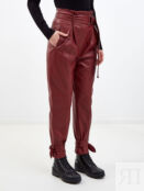 Высокие брюки из эко-кожи с широким поясом и завязками KARL LAGERFELD
