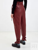 Высокие брюки из эко-кожи с широким поясом и завязками KARL LAGERFELD