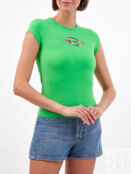 Хлопковая футболка T-Angie с вышитым лазерным логотипом DIESEL
