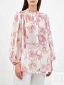 Блуза из тонкого модала и шелка с флористическим принтом RE VERA