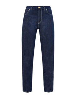 Высокие джинсы с контрастной прострочкой и литой фурнитурой LORENA ANTONIAZ