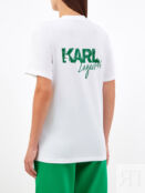 Свободная футболка из хлопка джерси с принтом KARL LAGERFELD