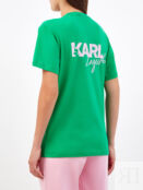 Хлопковая футболка-oversize с контрастным принтом KARL LAGERFELD