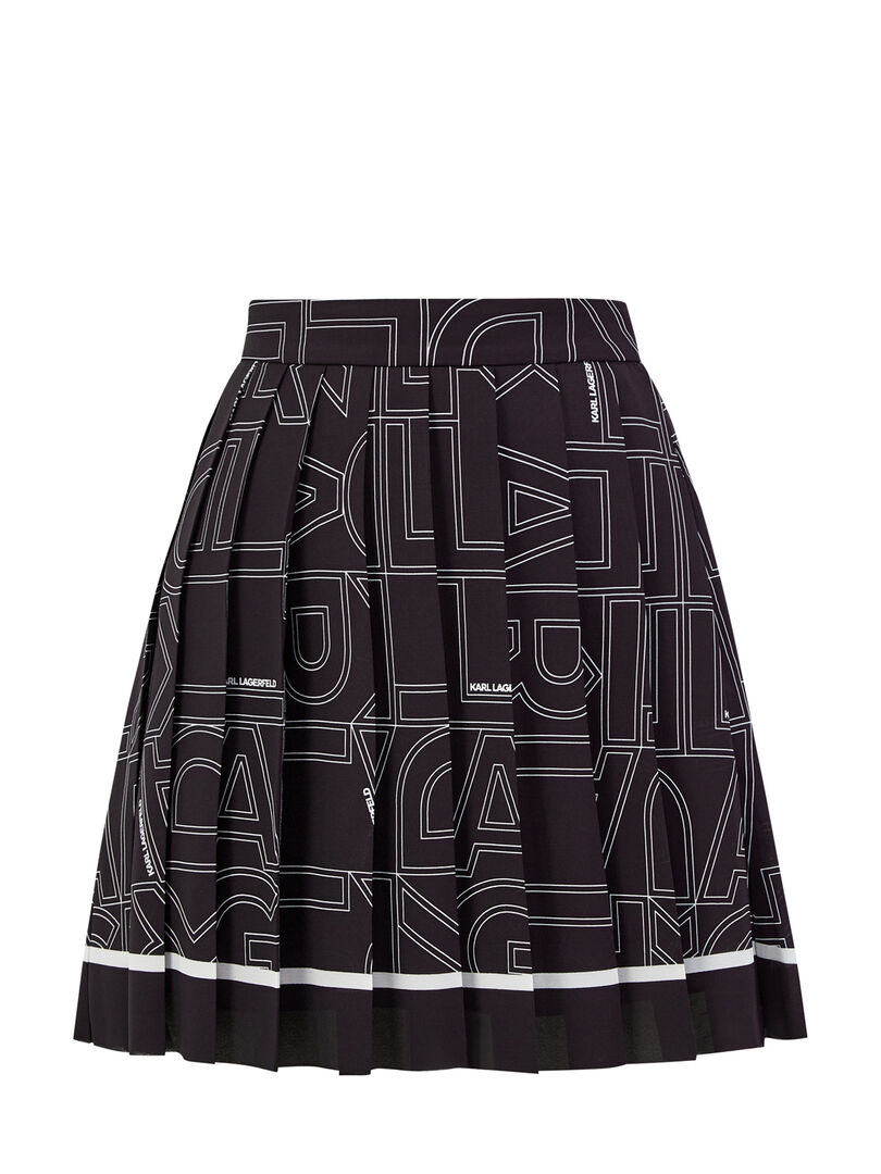 Плиссированная юбка-мини с контрастным принтом K/logo KARL LAGERFELD