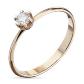 Кольцо из красного золота с бриллиантом э0201кц04203092 ЭПЛ Даймонд э0201кц
