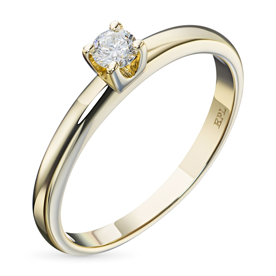Кольцо из желтого золота с бриллиантом э0301кц06159700 ЭПЛ Даймонд э0301кц0