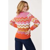 Пуловер Jenifer разноцветный с графическим принтом M оранжевый