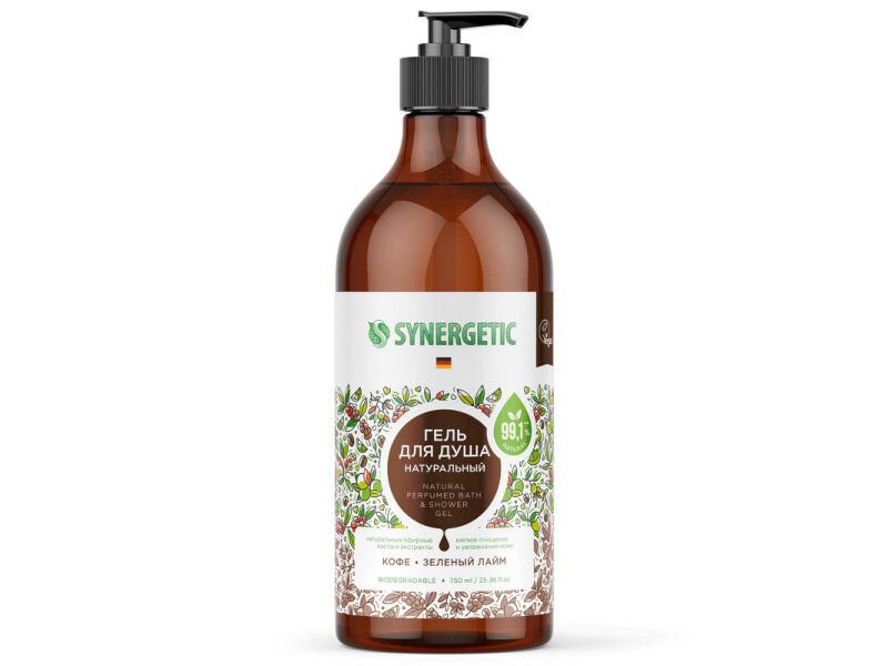 Гель для душа Synergetic Кофе и зеленый лайм 750ml 4607971452881 фото 1