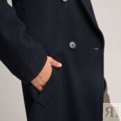 Пальто из смесового шерстяного драпа синее LA REDOUTE