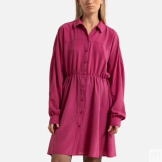 Платье Короткое из атласного жаккарда рубашечный воротник 0(XS) розовый