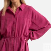 Платье Короткое из атласного жаккарда рубашечный воротник 1(S) розовый
