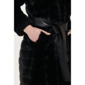 Пальто Длинное Catherine с искусственным мехом с капюшоном S черный