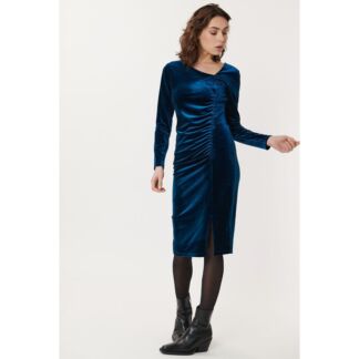 Платье Dalhia из велюра отделка сборками L синий