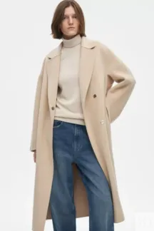 Пальто-халат из шерсти и кашемира светло-бежевое YouStore