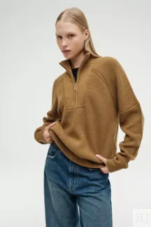 Пуловер рельефной вязки из смесовой шерсти мериноса YouStore